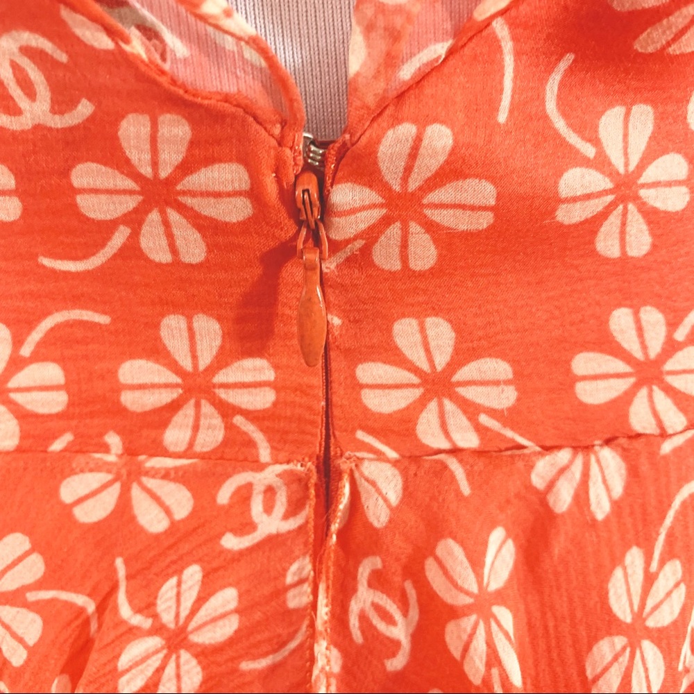 SOLD Chanel c2001 Clover Print Tangerine Gown - Picture 5 of 8